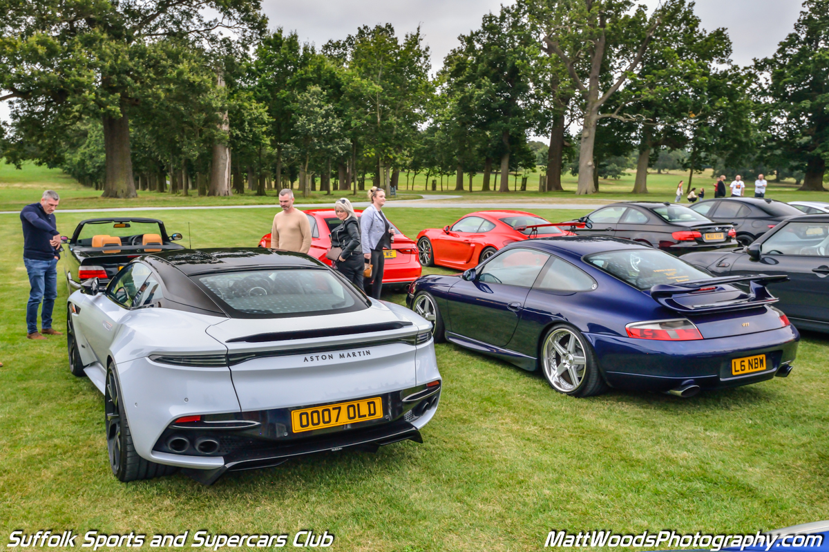 Aston Martin and Porsche at suffolk sports and supercar club meet